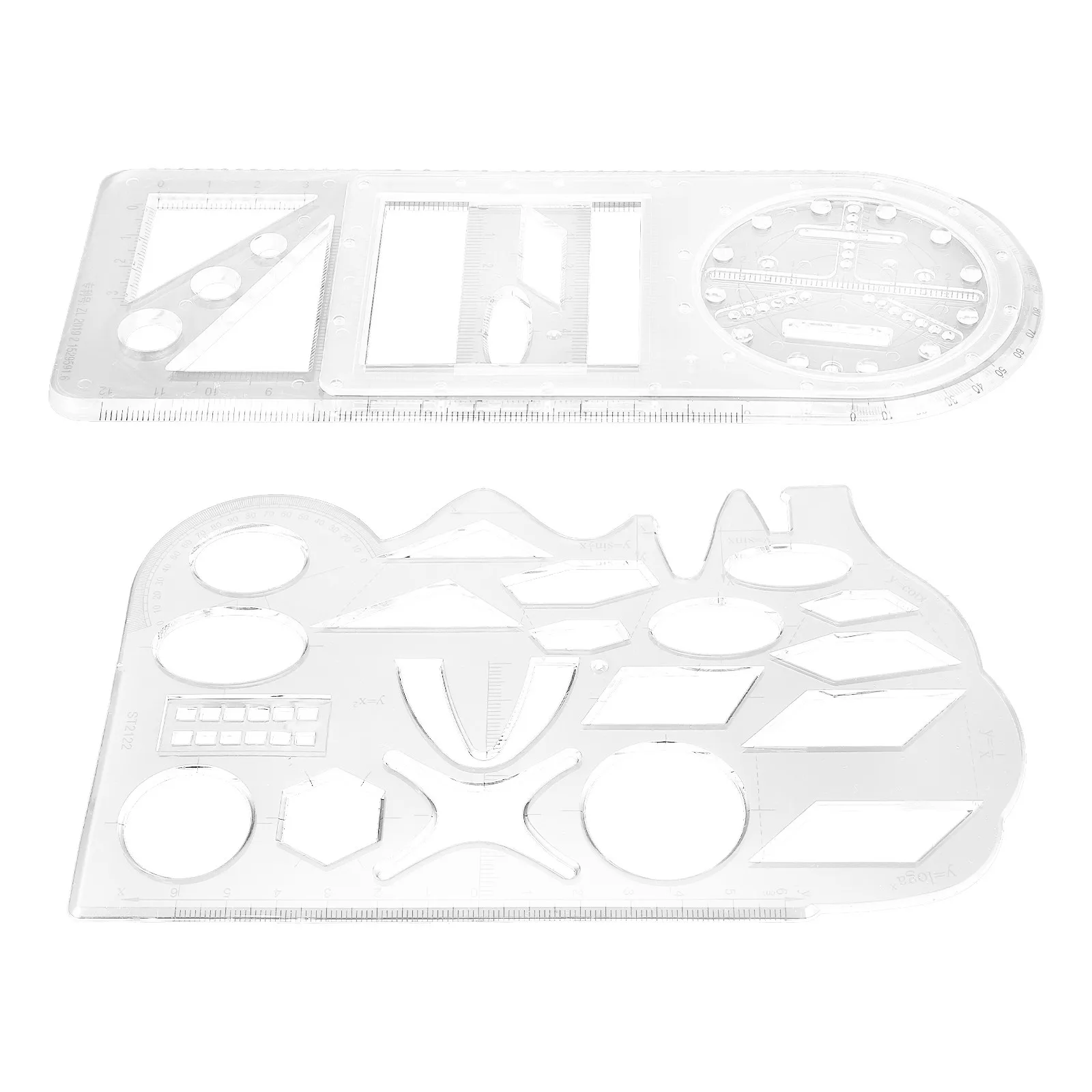 2Pcs Transparent Student Drawing Ruler High-Durability Plastic Measuring Ruler for Math Class Art Projects School Stationery