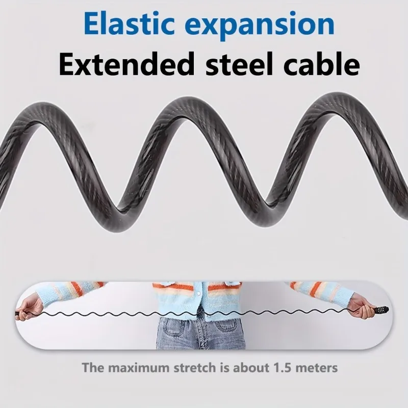 دراجة قفل سلك حبل سلسلة 4 أرقام قفل بكلمة مرور دراجة هوائية جبلية دراجة نارية مكافحة سرقة كلمة المرور حقيبة أقفال قفل خوذة #4