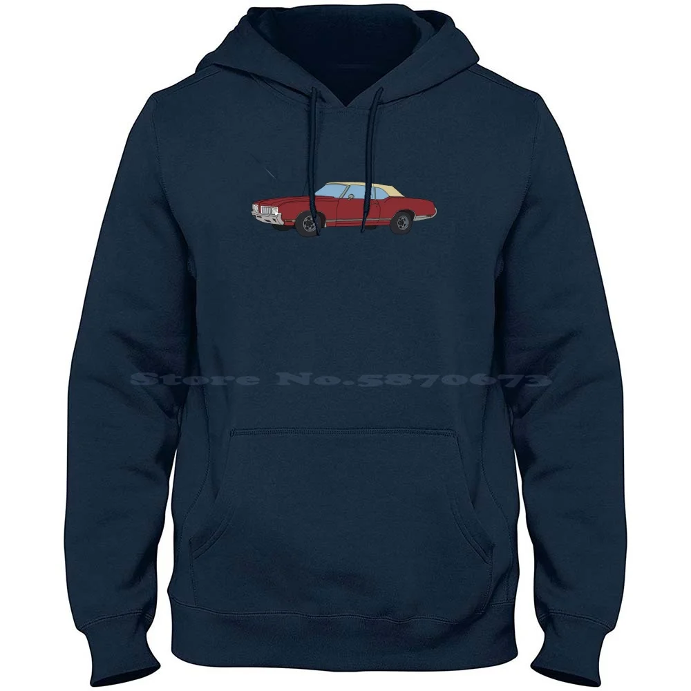 Hand Drawn Oldsmobile Cutlass Convertible 100% Pure Cotton Hoodie Tshirt Car Outdoor Automobile Hand Drawn Illustrative