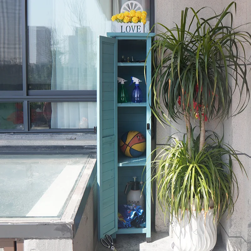 خزانة خارجية لحديقة الشرفة وخزانة شق ضيقة مقاومة للمطر وواقية من الشمس أشتات تخزين أداة خارجية #5