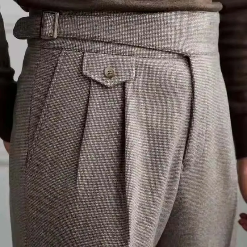 Pantaloni da uomo autunnali Pantaloni retrò slim a gamba dritta Business di moda per pantaloni da sposo per banchetti