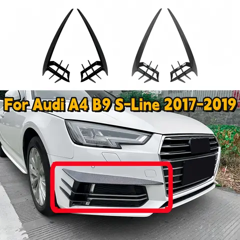 아우디 A4 B9 S-Line 2017 2018 2019 프론트 범퍼 그릴 에어 인렛 립 스포일러 글로스 블랙 ABS 자동차 스타일링 외장 액세서리