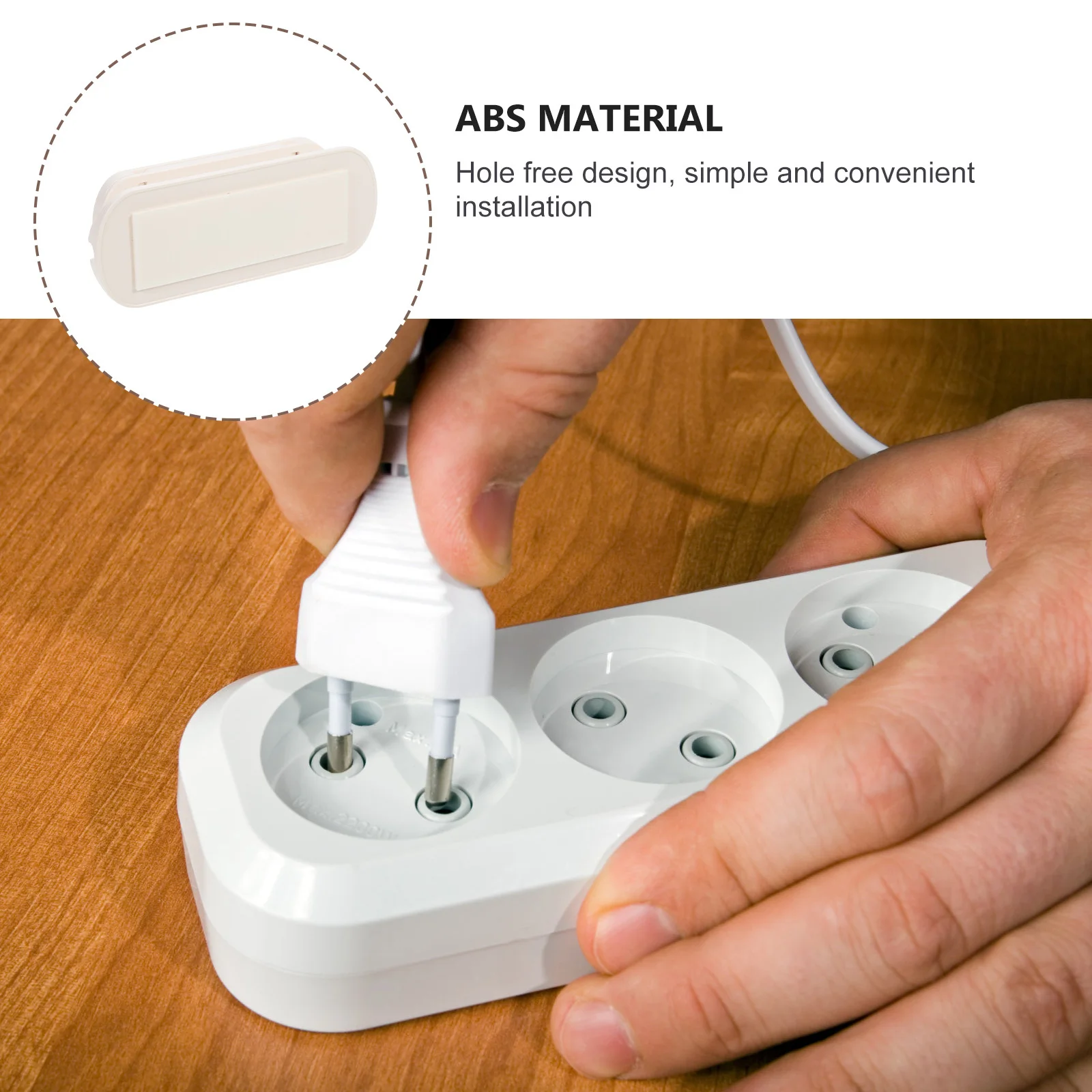 

Power Strip Wall Organizer Nail-Free Socket Rack ABS Material Sturdy Durable Good Loading Capacity Double-Sided Self-Adhesive