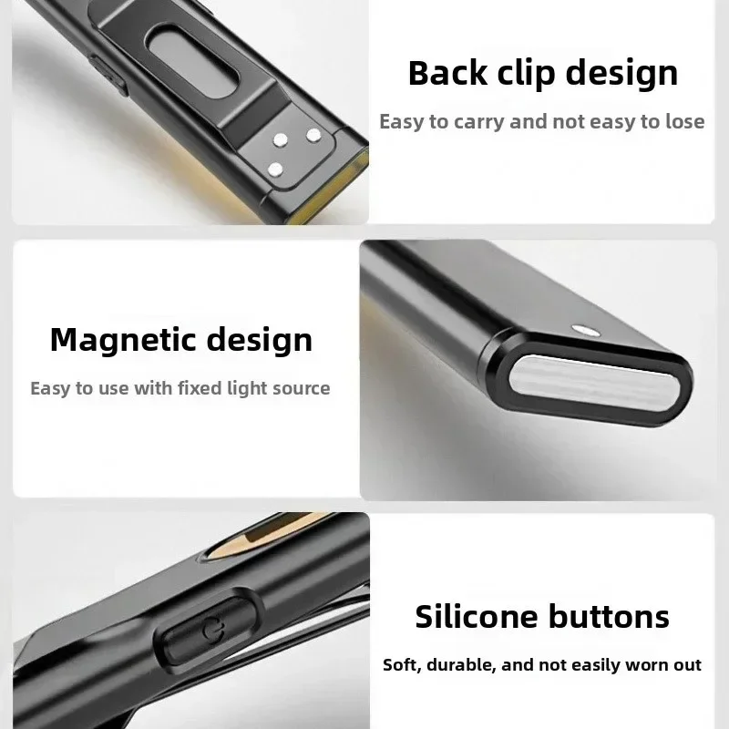 1-10pcs Portable EDC Flashlight Rechargeable Torch Charge Magnetic Attraction Warning Strobe 5 Light Modes Pocket Flash Light view 3