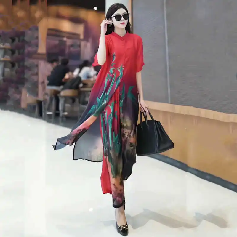 

French Style High End Light Luxury Womens Two Peice Sets High Quality Fashion Artistic and Elegant Blouse Casual Pants Set