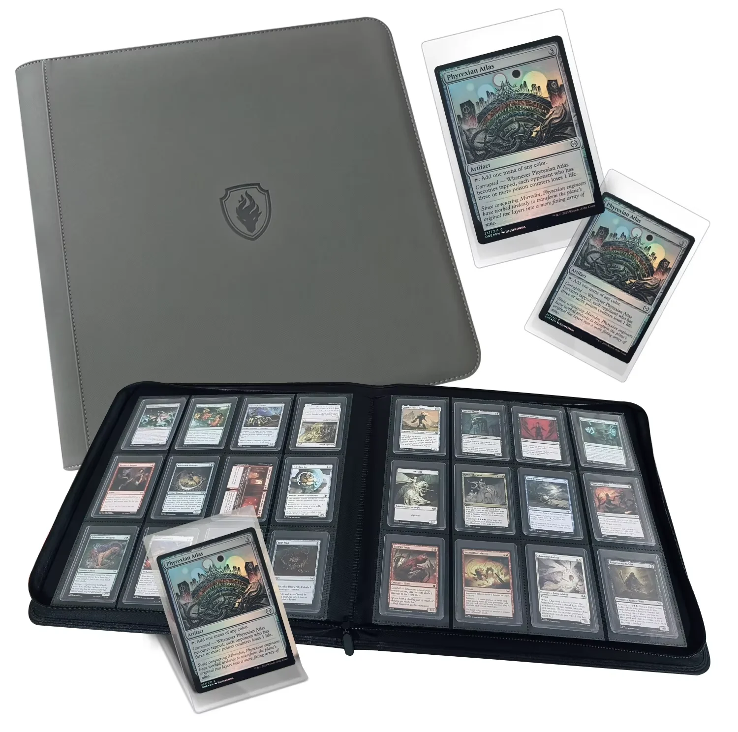 Hochwertiger Ringbuch-Ordner mit Top-Loader, 12-Taschen, beidseitig bedruckte Seiten ohne Ring, fasst 480 Karten, Sammelkartenalbum für Sport-/Spiel-/TCG-Karten – Detail 9