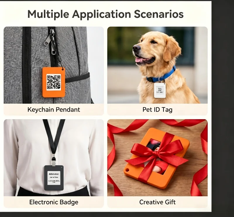 

Smart E Ink Keychain 1.54" 4 Color E Paper Screen NFC Passive Battery Free DIY Photo Key Ring Bag Charm Gift For Men Women