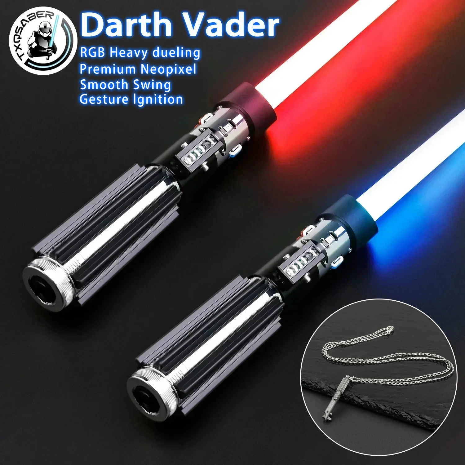 ดาบไลท์เซเบอร์ TXQSABER Darth Vader RGB พิกเซล สำหรับการดวลอย่างหนัก ด้ามจับโลหะ แกว่งลื่น คอสเพลย์ 12 สี foc dueling