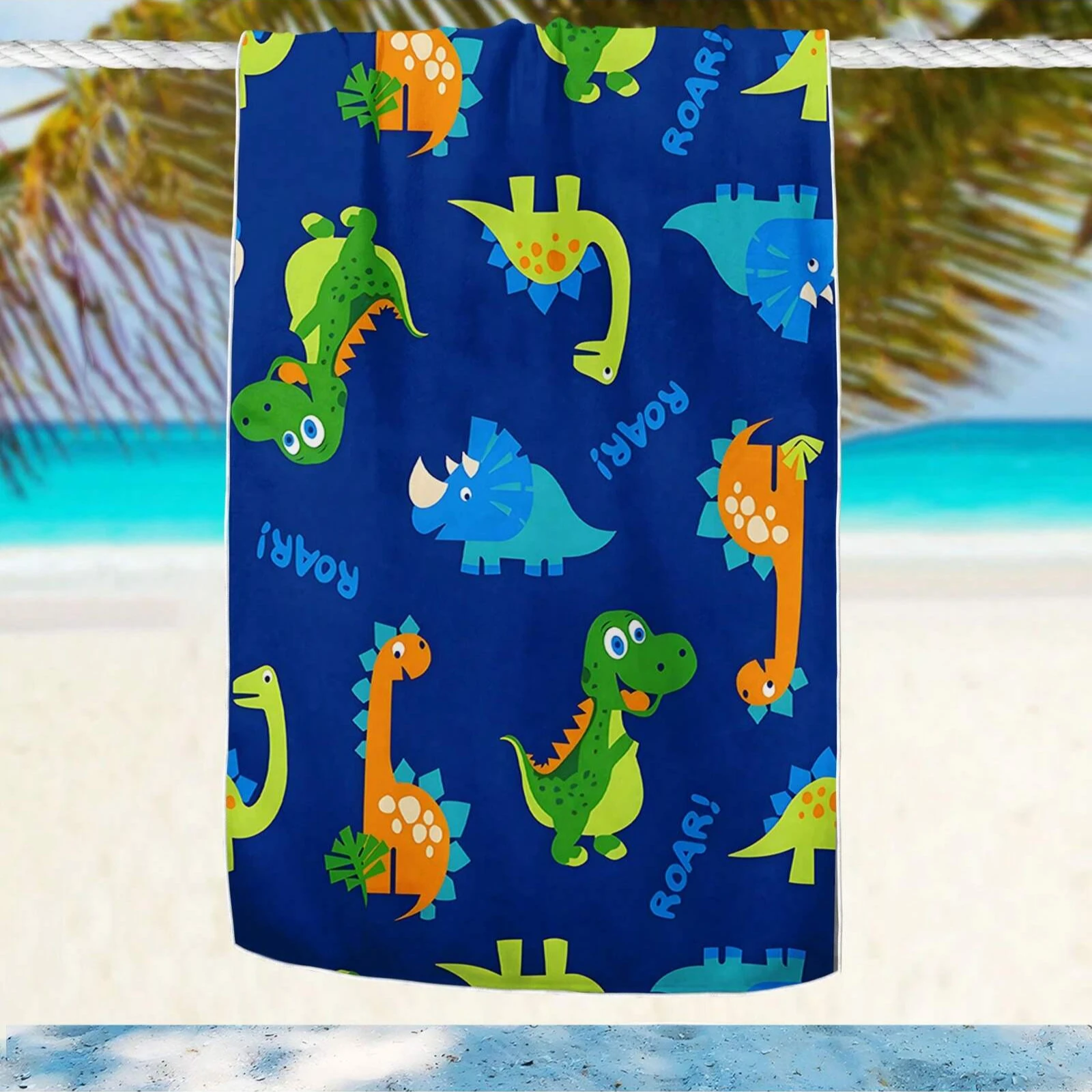 1pc Dinosaur Pattern Large Beach Towel/Ultra-Fine Fiber Beach Towel/Sports Towel, Simple Style Soft Beach Towel, Suitable