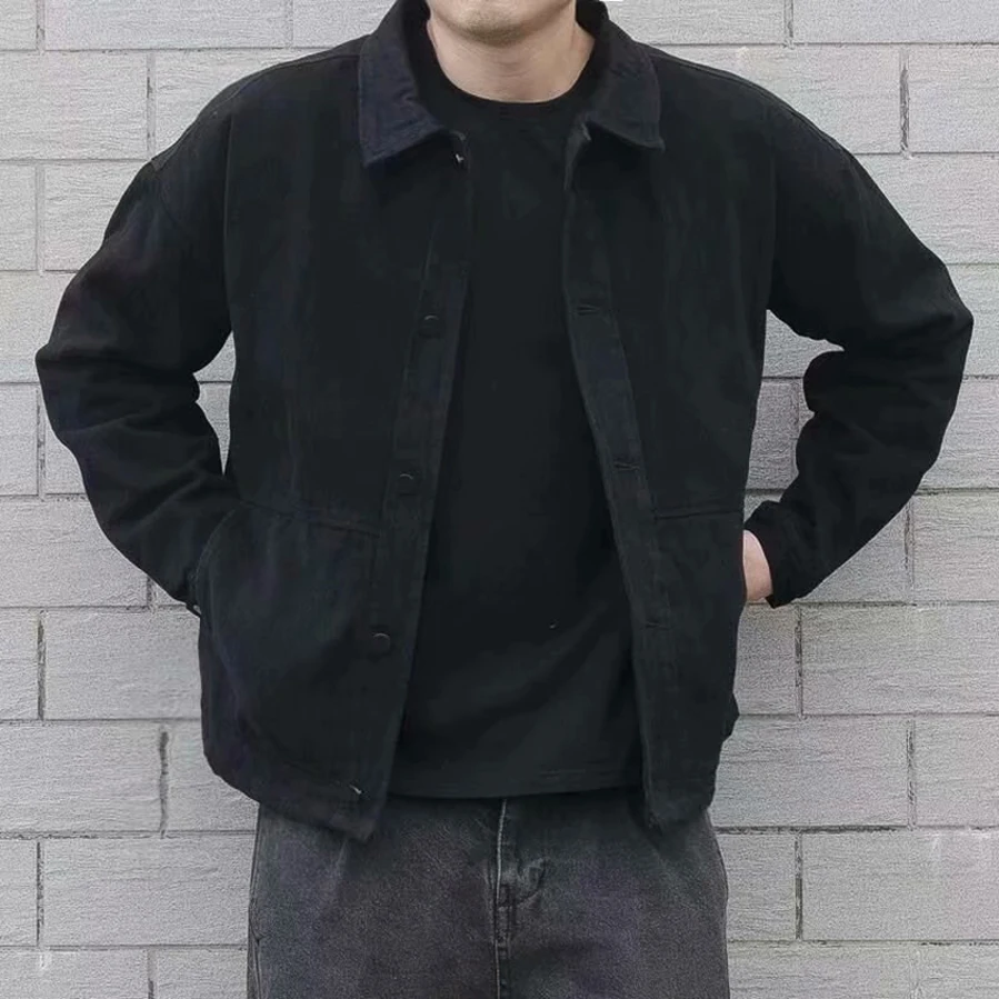 

American y ort Pilot Jaet Men's Heavyweight Military Workwear Coat Premium Denim irt Pure Color arp Collar