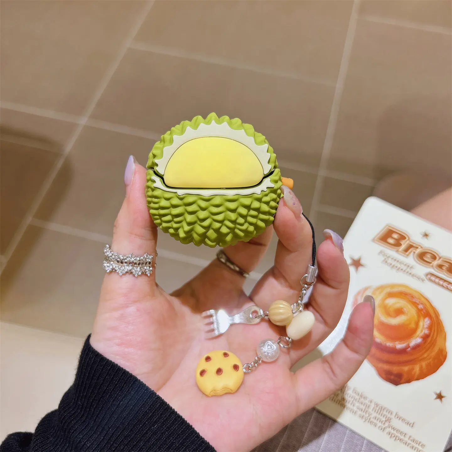 Silicone Case For Huawei FreeClip 2S, Cartoon Durian Cheese Star Full Protective Anti-drop Soft Cover With Hook, Earbuds Shell