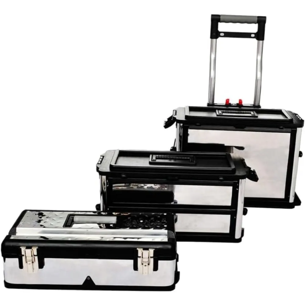 3-секционный портативный ящик для инструментов на колесиках из нержавеющей стали — регулируемый, мобильный и компактный ящик для хранения