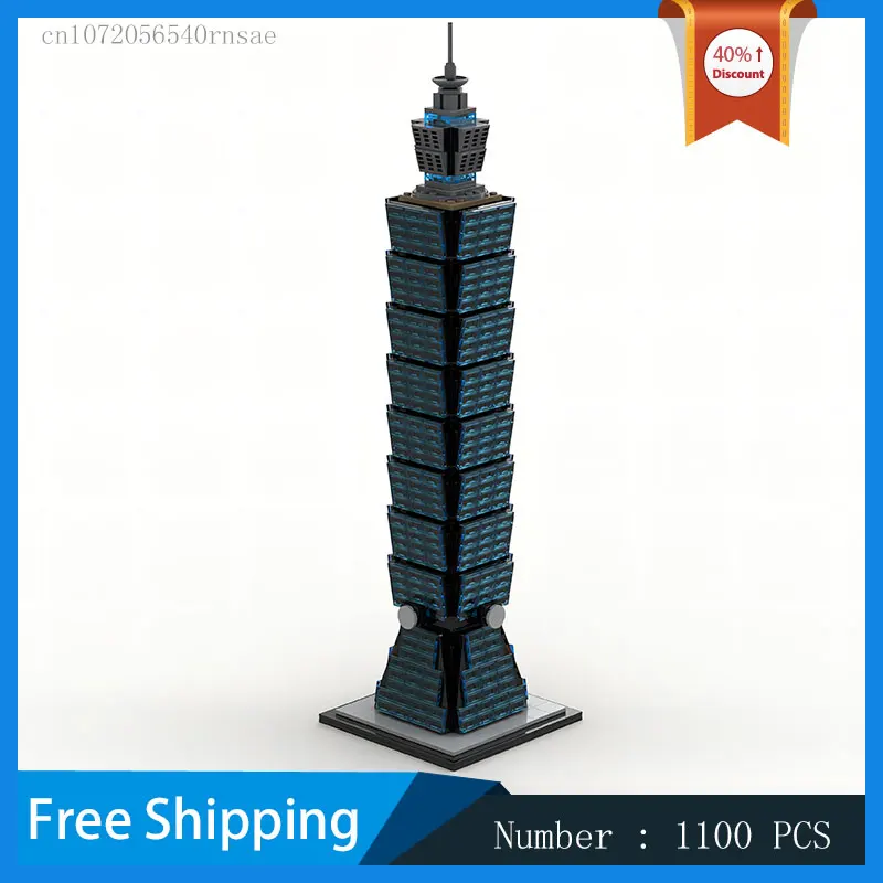 

MOC Build Blocks Taipei 101 Landmark Buildings Modular Model DIY Bricks Creative Architectural Collection Christmas Present