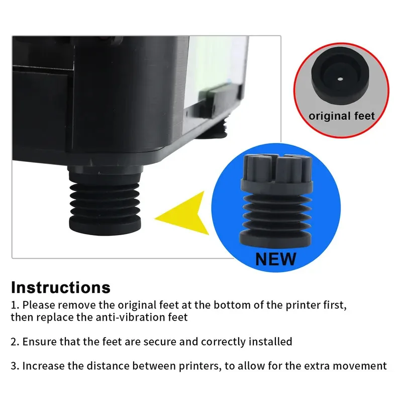 أقدام كربون مضادة للاهتزاز لـ Bambu Lab P1S Bambulab X1 وسادة قدم مطاطية مضادة للانزلاق ومقاومة للغبار متوافقة مع طباعة Bambulabs ثلاثية الأبعاد #4