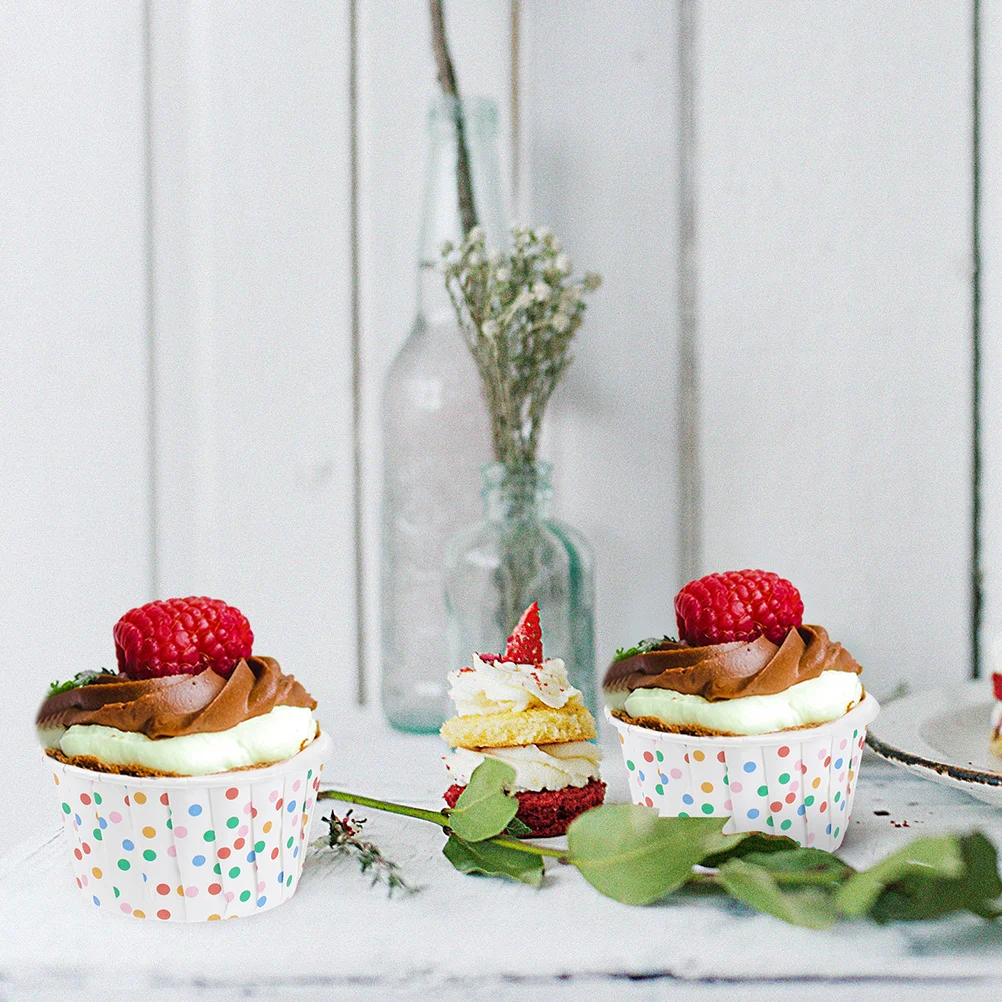 

200Pcs Oil Paper Cupcake Cups Disposable Paper Dessert Cups for Party Baking and Serving Disposable Dessert Cup
