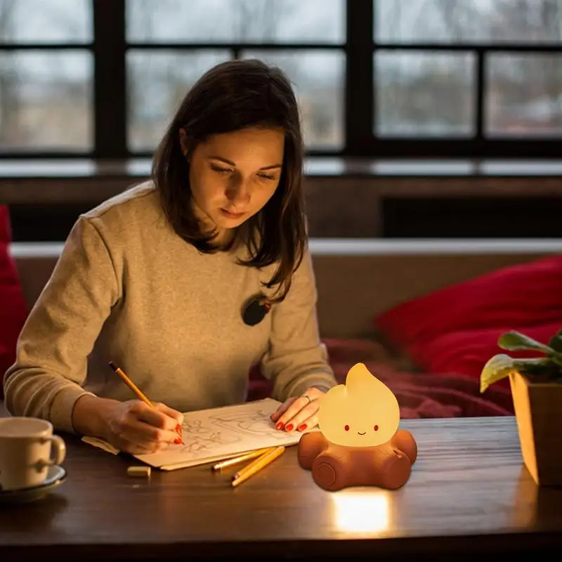 

Fire Light Fake Campfire Night Light Rechargeable Table Lamp Desk Accessories Home Decoration For Living Room Reading Corner