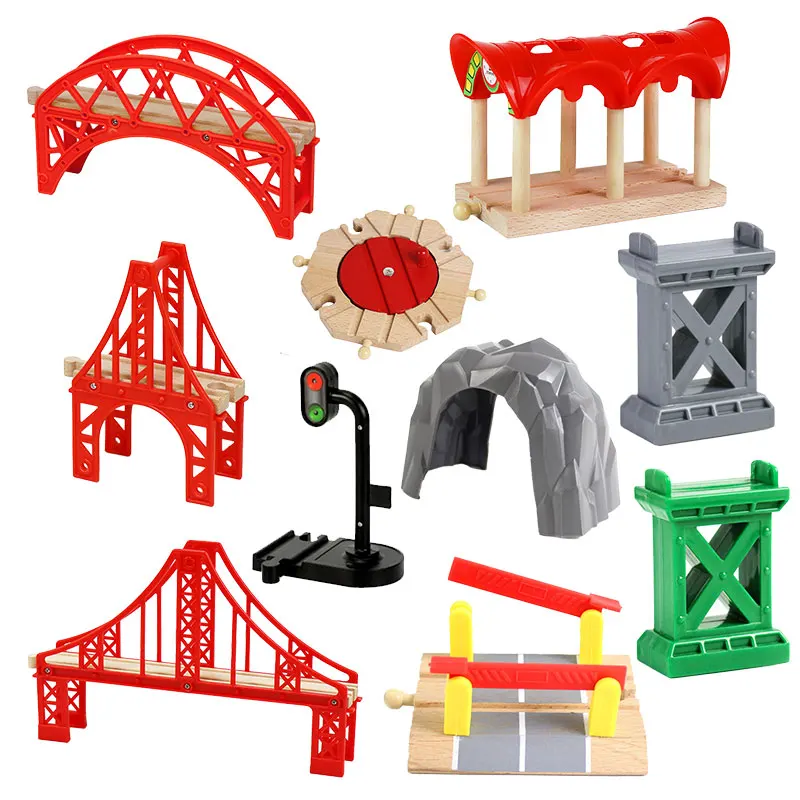 Wooden Track Accessories Assembly Toy Fit All brand Train Traffic Light Beech Wood Railway Train Track Creative Toy For Children