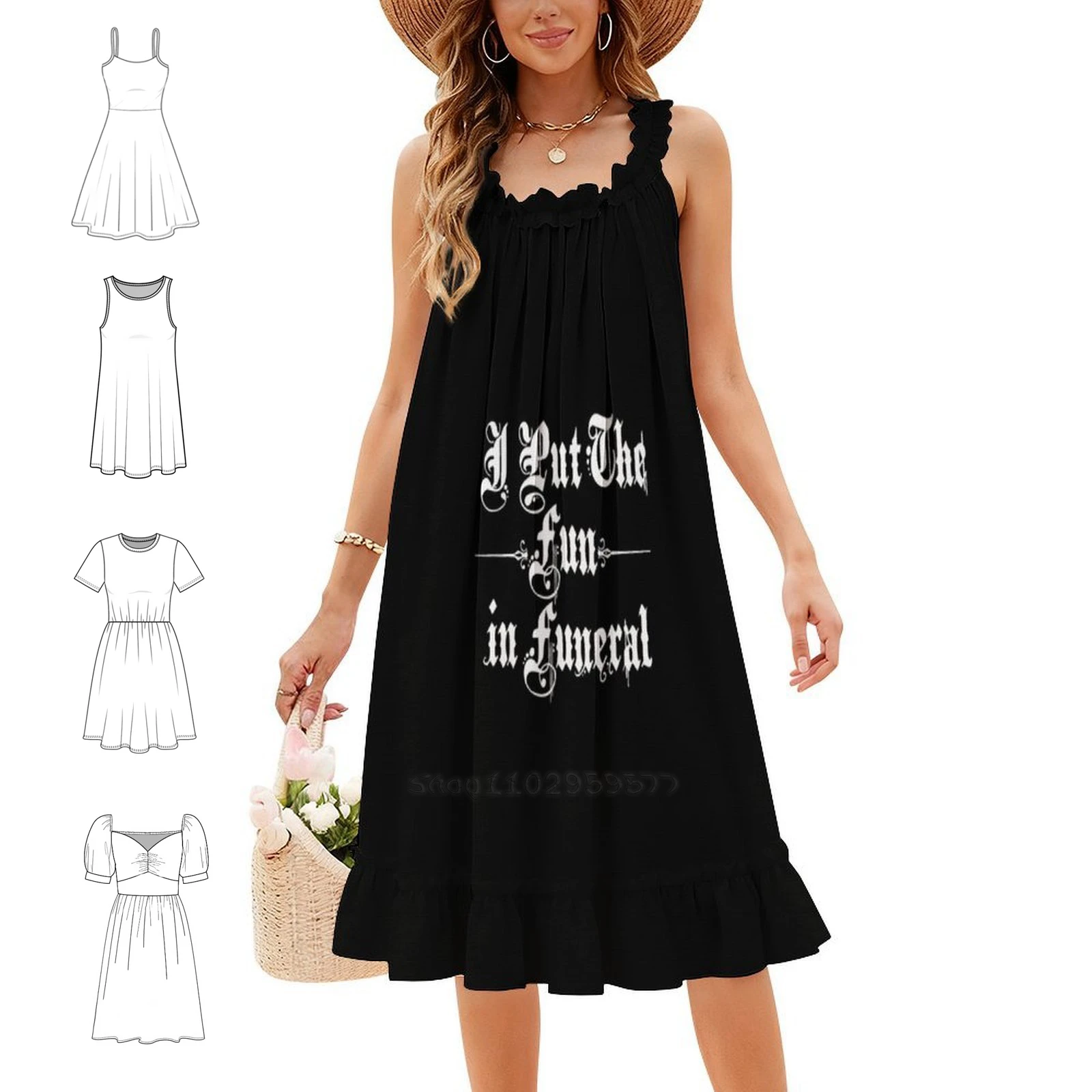 I Put The Fun In Funeral | Perfect Gift Sweetheart Neckline Dress Elegant Summer Party Dress For Women Fun In Funeral Goth Alt