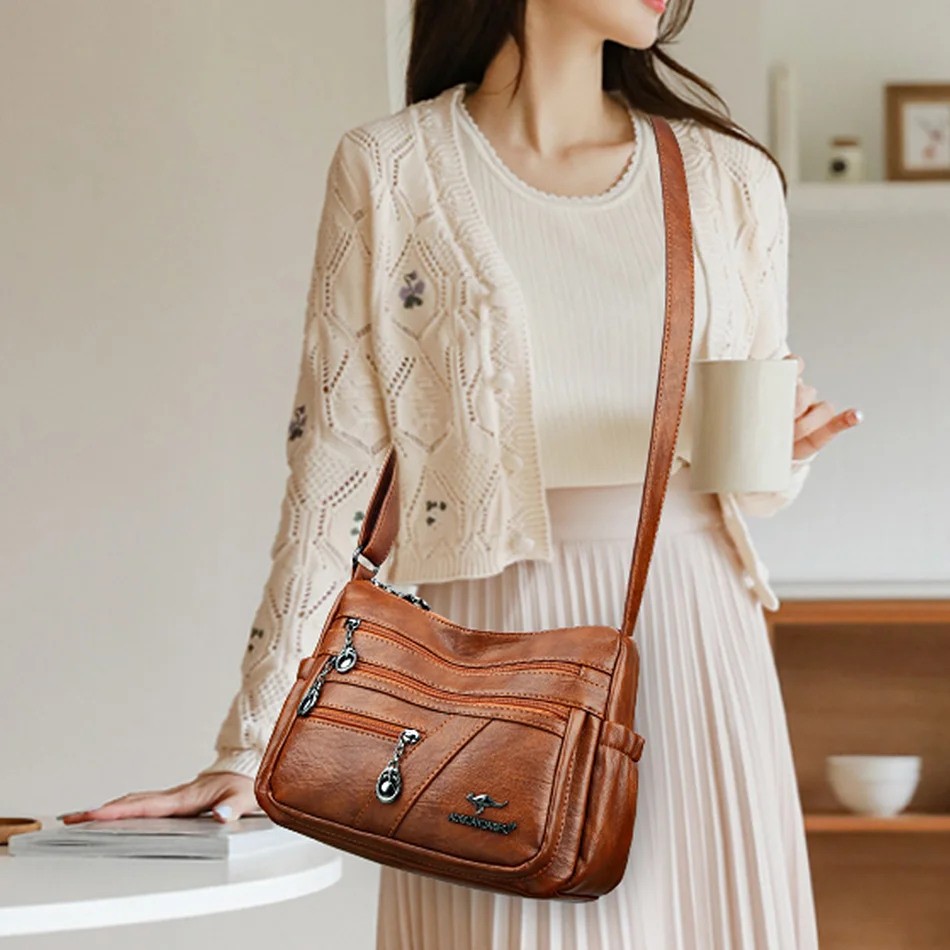 2023 Trend New Women Soft Leather Shoulder Bags Multi-Layer Classic Branded Crossbody Bag Female Luxury Designer Handbag Purse