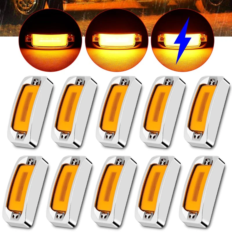 

10pcs High Low Flash LED Side Marker Light Square Halo Turn Signal Light Warning Lamp For Trailer Truck Lorry Pickup RV 12V 24V