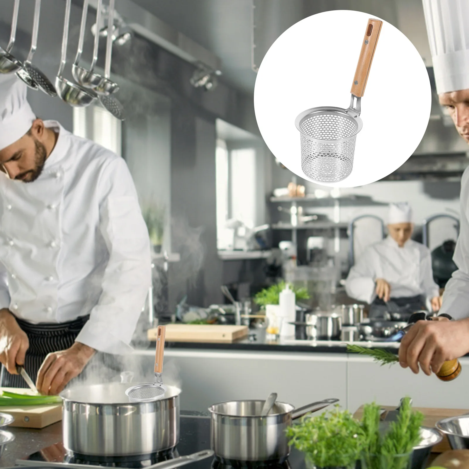 

Stainless Steel Colander Spoon Strainer Food Noodle Basket Pasta Hot Pot Filter Fine Mesh Drying High Temperature Resistant Easy