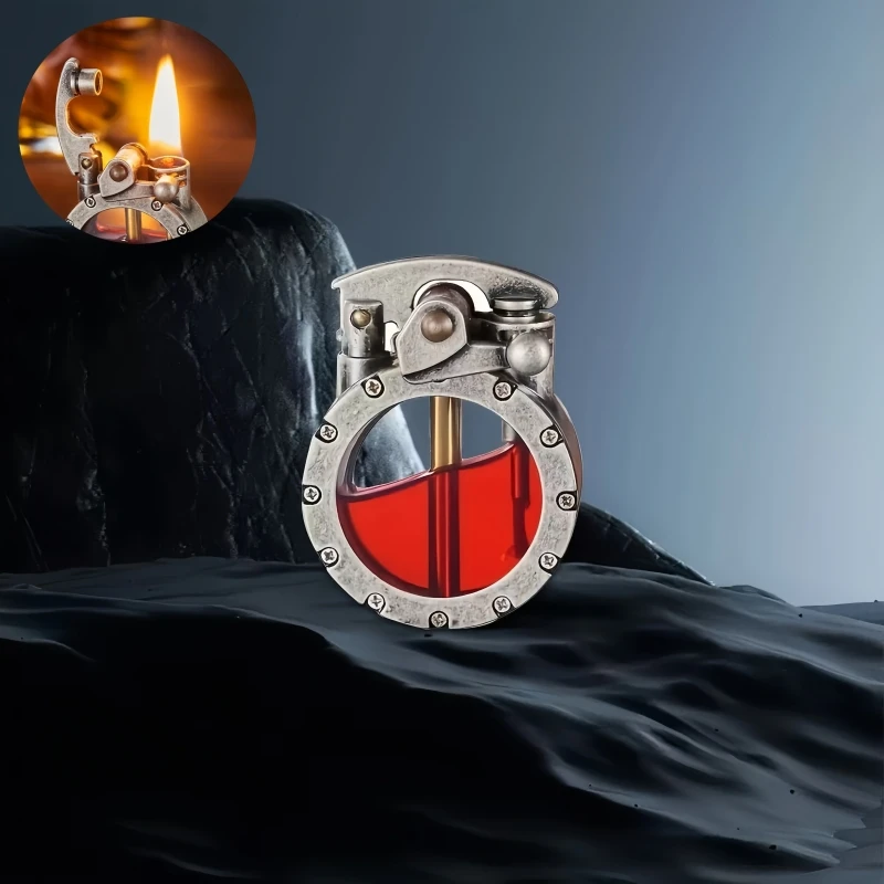 

Creative Retro Rocker Arm Lighter Transparent Visible Fuel Tank Lighter Men's High-end Series Smoking Gift Cigarette Accessories