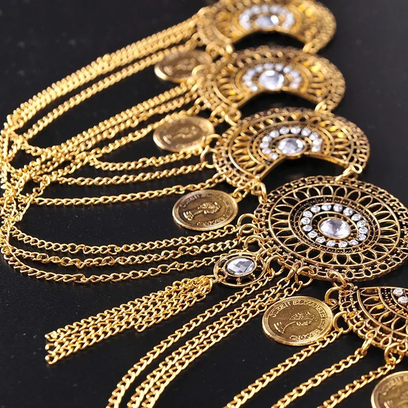 الرقص الشرقي وشاح عملات حزام 2 اللون الرقص الشرقي مجوهرات امرأة الرقص ارتداء الملحقات البطن سلسلة خمر نمط حزام الرقص