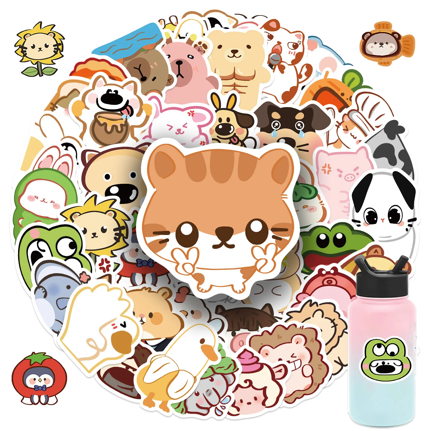 50pcs 추상 동물 의사 비닐 스티커 팩 재미 있은 개구리 팬더 동물 미적 데칼 노트북 물병 스케이트 보드