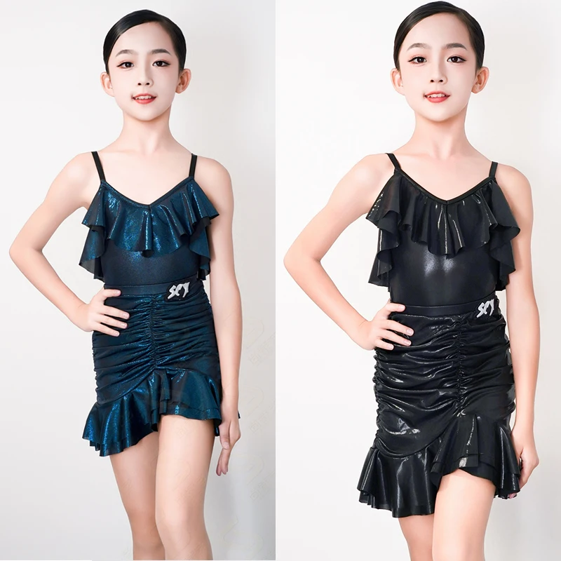 

Fashion Kids Chacha Latin Dance Competition Costume Girls Latin Dance Performance Suits Children Samba Latin Dance Wear XS10241