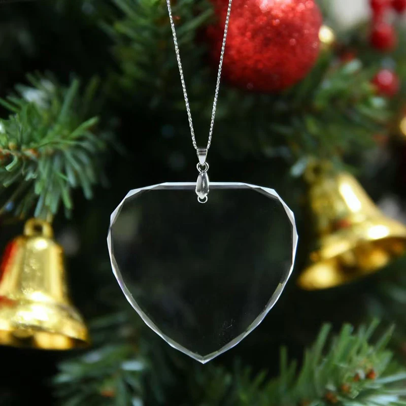 20pcs Wholesale Clear Heart-shaped Facet Hanging Glass Ornaments Party Favors Christmas Tree Ornament Hang Decorations