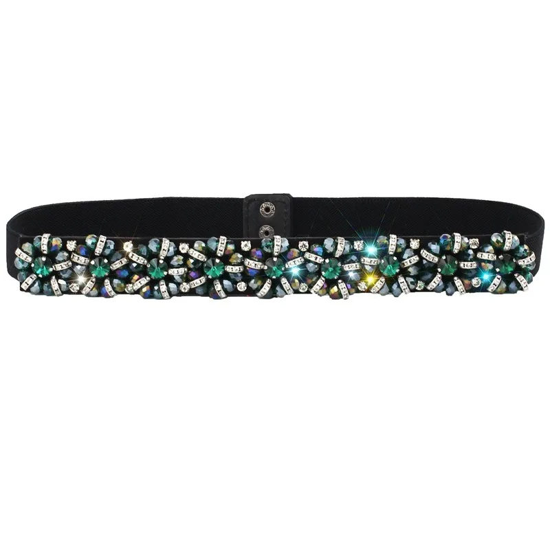 2024 New Crystal Rhinestone Handmade Elastic Belt Women's Fine Versatile Decorative Fashion Waist Seal