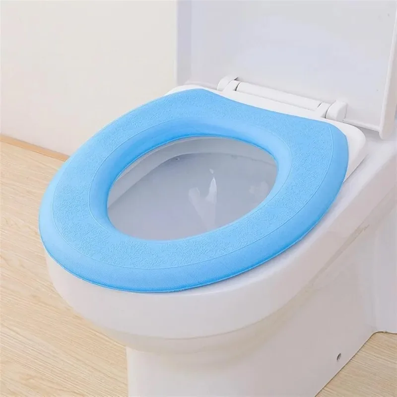 Capa de assento de vaso sanitário à prova d'água, adesivo lavável, espuma portátil, silicone, tampa de vaso sanitário, acessórios de banheiro
