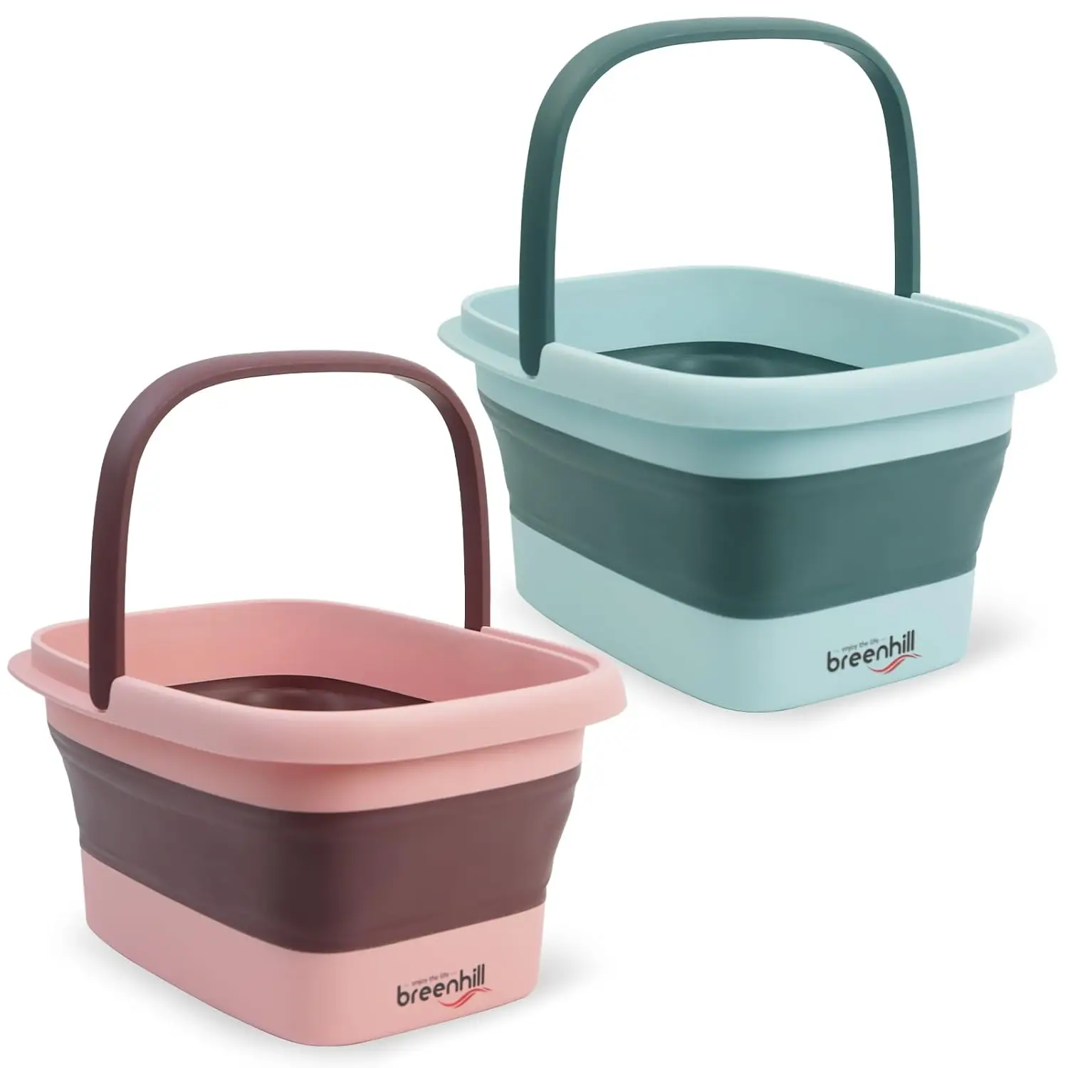 

Foldable Foot Soak Tub with Massage Rollers, Collapsible Design for Easy Storage, Pink & Green