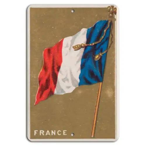 France: Vintage Tricolor Flag Metal Sign-Aluminum