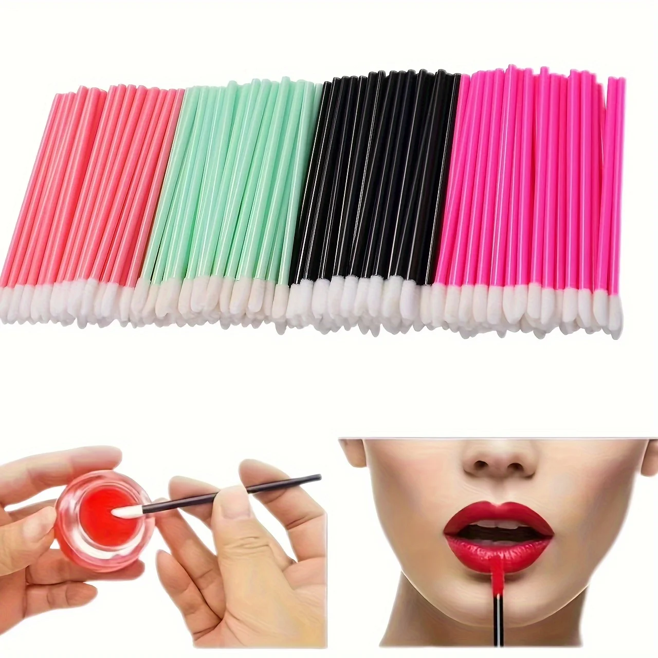 Flocked Disposable Lip Gloss Applicator Wands Portable Lipstick Brush Cosmetic Makeup Applicator for Salon Home Use