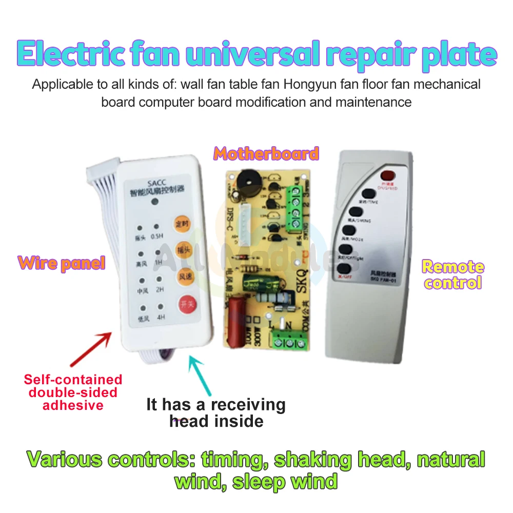 Ceiling Fan Remote Control Module Kit Universal and Compact Size Fan Speeds and Timings Control Light on/Off