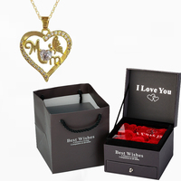 Heart Zircon Mom Necklaces With Nine Roses Black Gift Box Suitable For Send Girlfriend Mother Day Romantic Fashion Jewelr