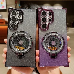 Plating Rotate Holder Case For Samsung S25 S23 S22 21 20 S24 FE Plus Note 20 Ultra A56 A36 26 16 06 55 35 25 15 05/S Stand Cover