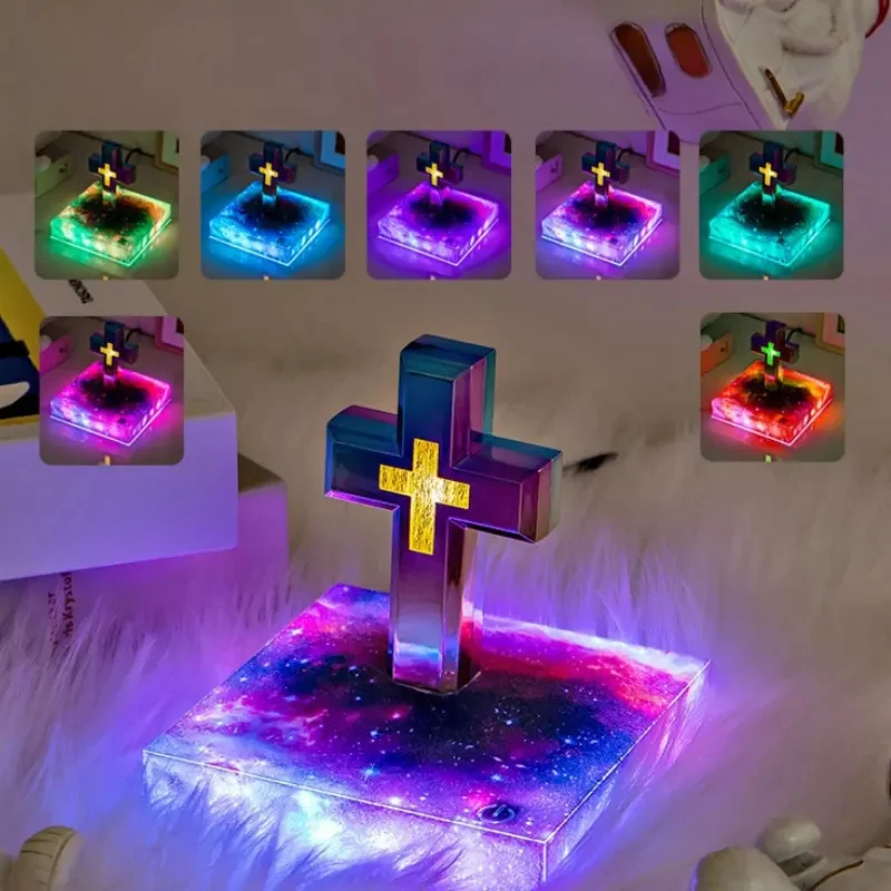 Magnetic Levitating Cross Floating Christian Cross Bible Base Levitating Cross Floating Light for Home Decoration