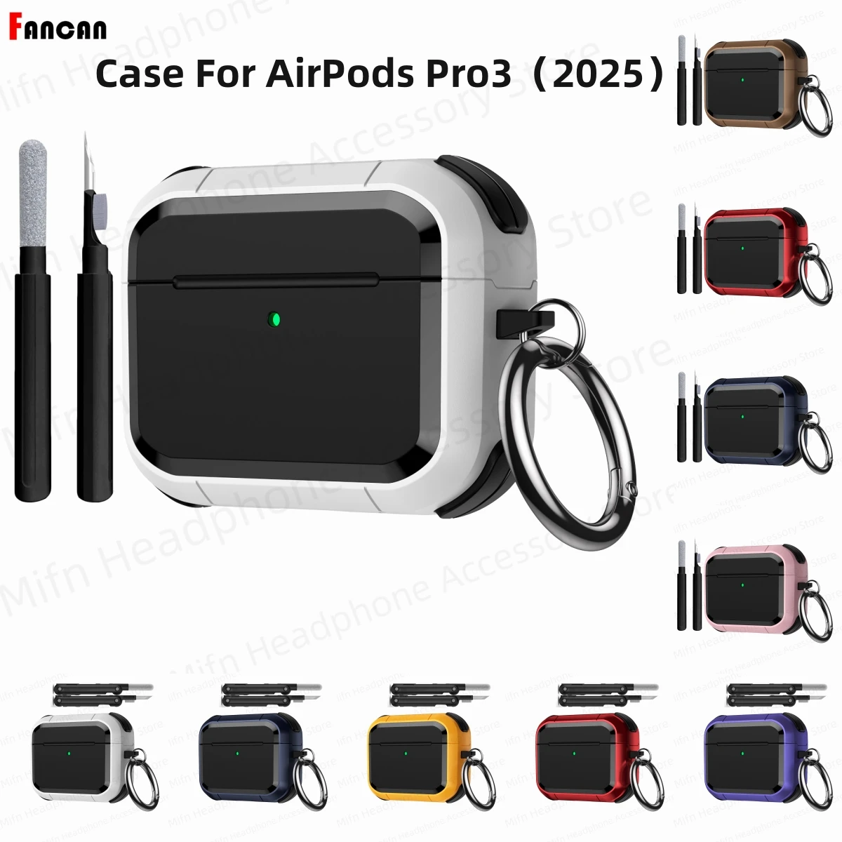 AirPods Pro3 2025用ケース、アーマー保護カバー、Apple AirPods Pro3 USB-C Air Pods Pro 3 2 イヤホンケース、イヤホンボックスカバー