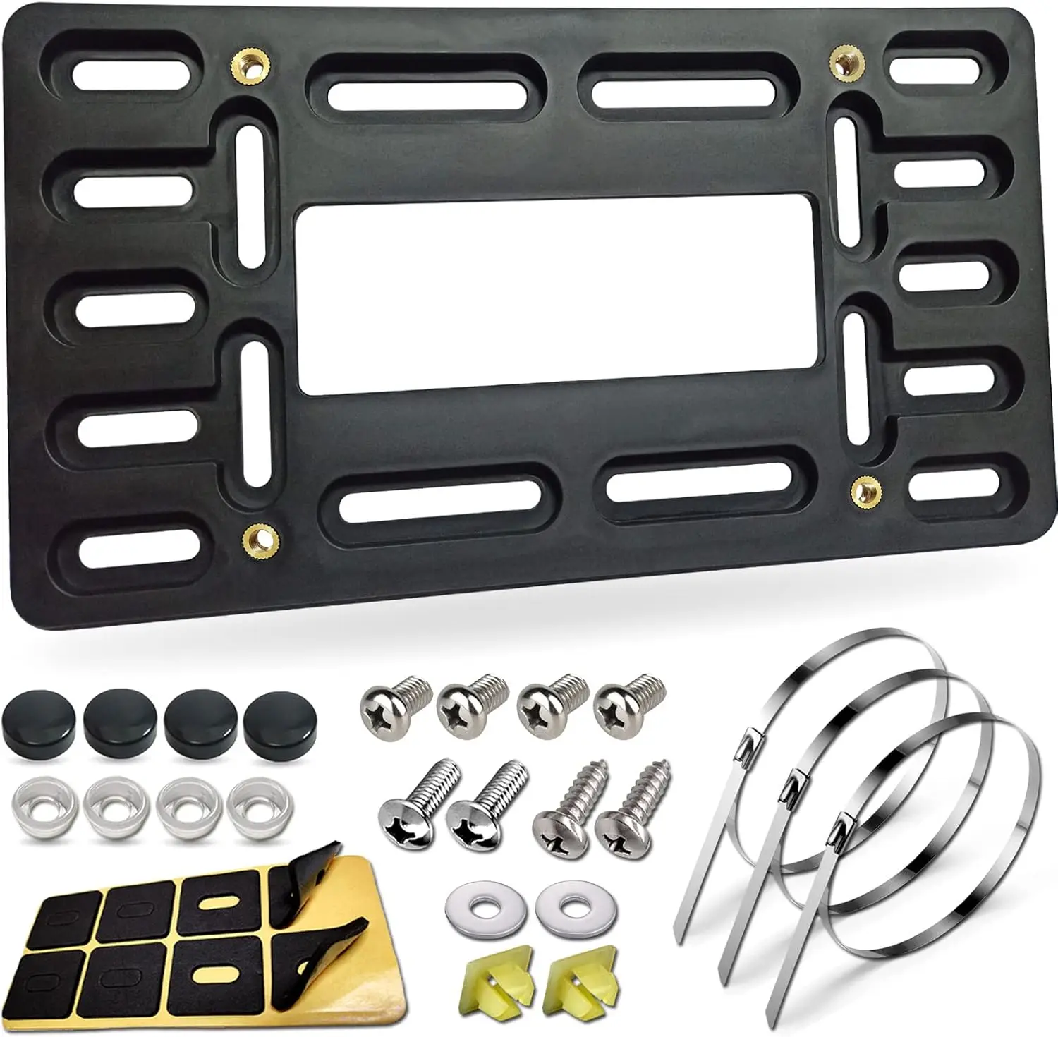 

Universal Front License Plate Mounting Kit with Stainless Steel Screw Cap and Cable Ties