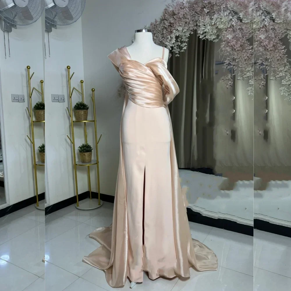 

Customized Modern Style Jersey Pleat A-line One-shoulder Long Dresses Evening Dresses Pastrol Unisex Chinese Style Formal Casual