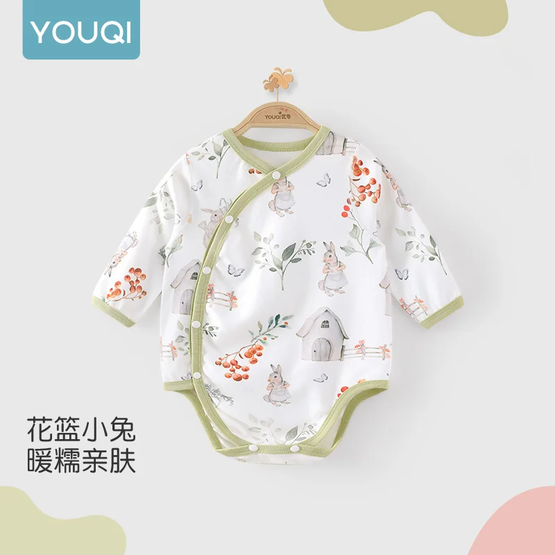 

【Youqi】Chinese Baby Spring Clothes, Infant Romper, Pure Cotton Clothing, Triangle Romper, Crawling Suit, Spring Jum