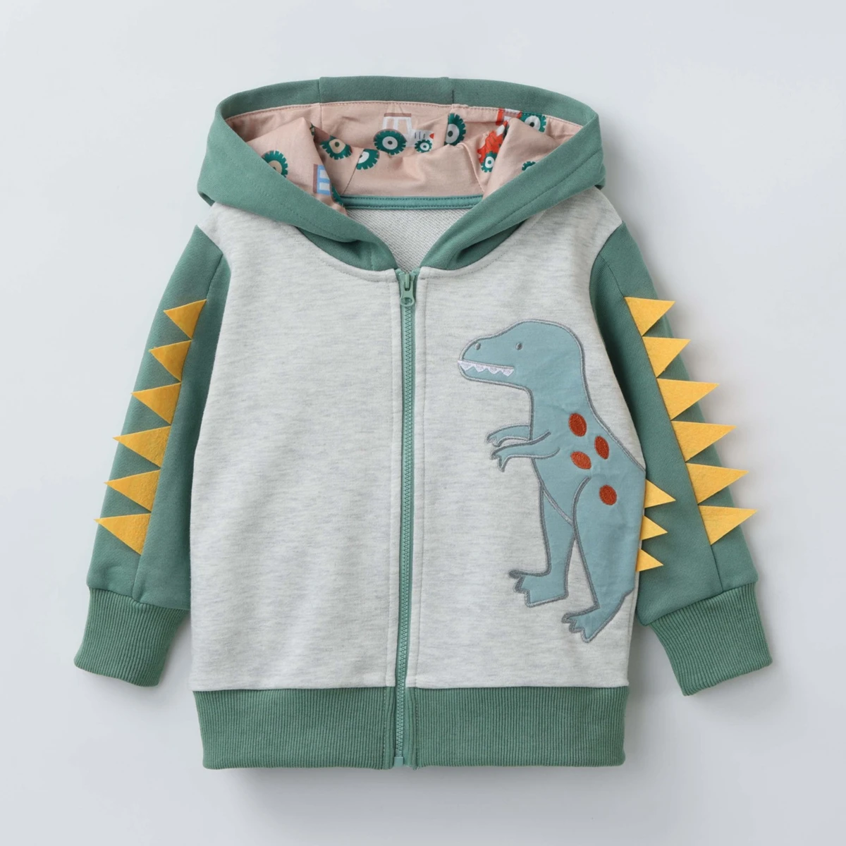 

Детская демисезонная куртка-худи на молнии с вышивкой милого мультяшного динозавра для мальчиков, весна-осень 2026