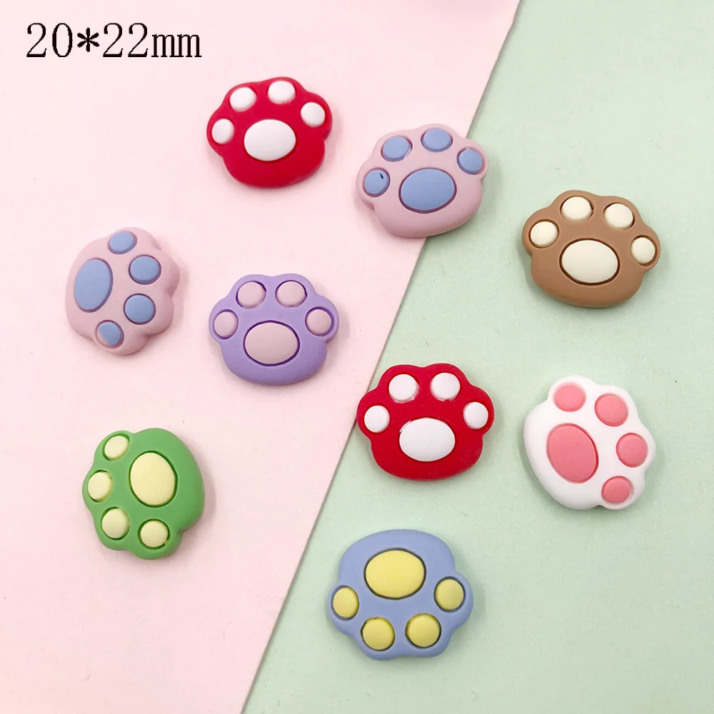 20Pcs Mixed Cute Resin Mini Cartoon Bear Paw Flat Back Cabochon Scrapbook Kawaii DIY Embellishments Jewelry Making Accessories