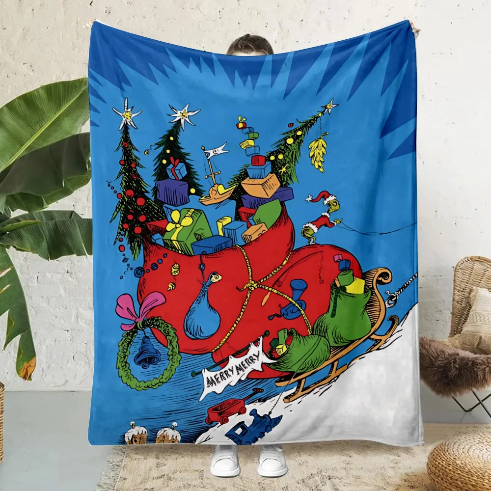 Hot Cartoon Funny Printed Blanket Picnic Blankets Warm Blanket Soft and Comfortable Blanket-G-grinchs Home Travel Birthday Gift