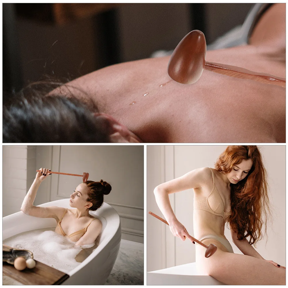 

2Pcs Body Massage Hammer Wood Massaging Tool for Fitness Enthusiasts and Elderly Care Portable Long Handle Massager for Daily