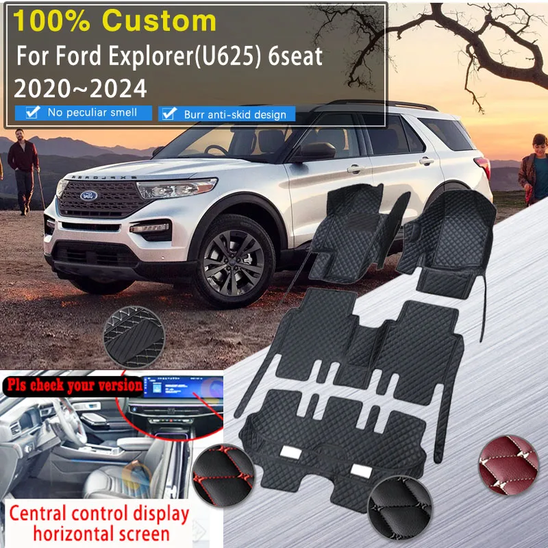 

Car Mat Floor For Ford Explorer U625 2020~2024 6 Seater Leather Carpet Central Control Display Horizontal Screen Car Accessories