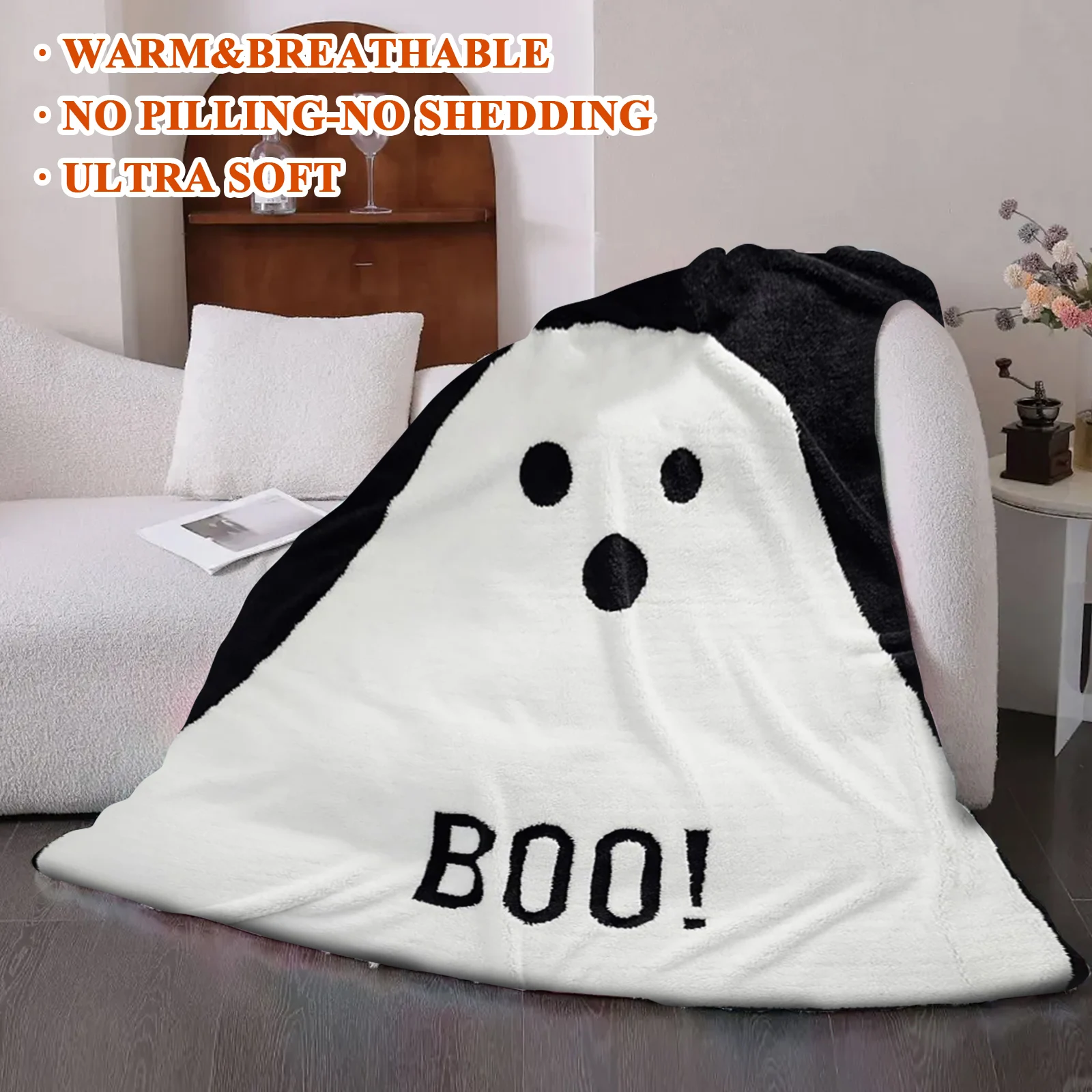 Boohalloween رمي بطانية لينة خفيفة الوزن الفانيلا الرعب القوطية البطانيات كابوس قبل عيد الميلاد جاك الكرتون لينة