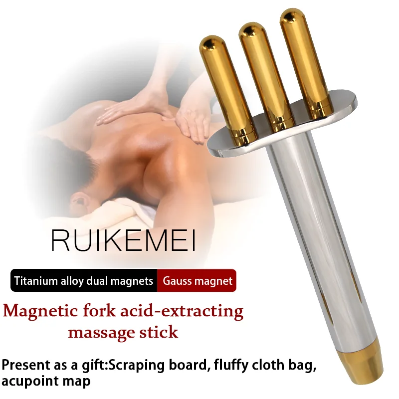 Three Heads Titanium Alloy Magnetic Fork Both The Front Rear Parts Magnetic Massage Relaxation Acupoint Eliminating Lactic Acid